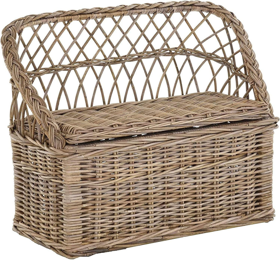 Kids Rattan Storage Bench 2-Seater Children’s Seat Chest Toy Box Natural Grey