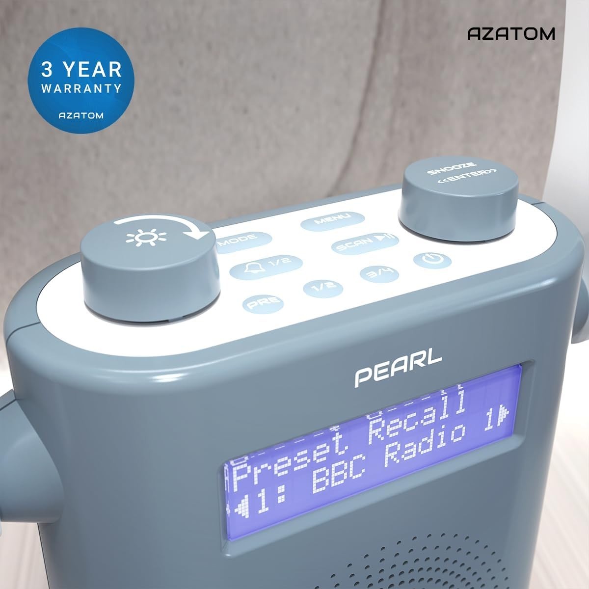 Waterproof DAB/DAB+ FM Bluetooth Shower Radio Rechargeable 20hr Blue