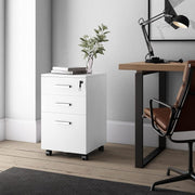 Locking Rolling File Cabinet 3 Drawer Under Desk Office Storage Unit