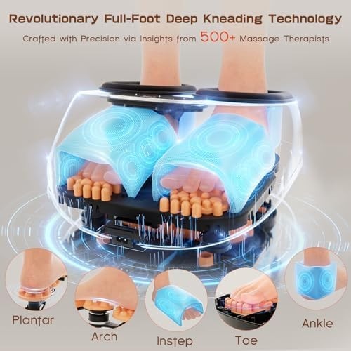 Electric Foot Massager with Heat, Shiatsu Deep Kneading & Air Compression