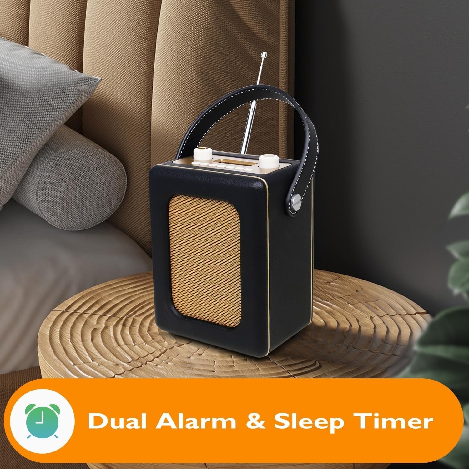 Portable DAB+ Digital Radio Bluetooth CR9 Black 20hr Play Dual Alarm