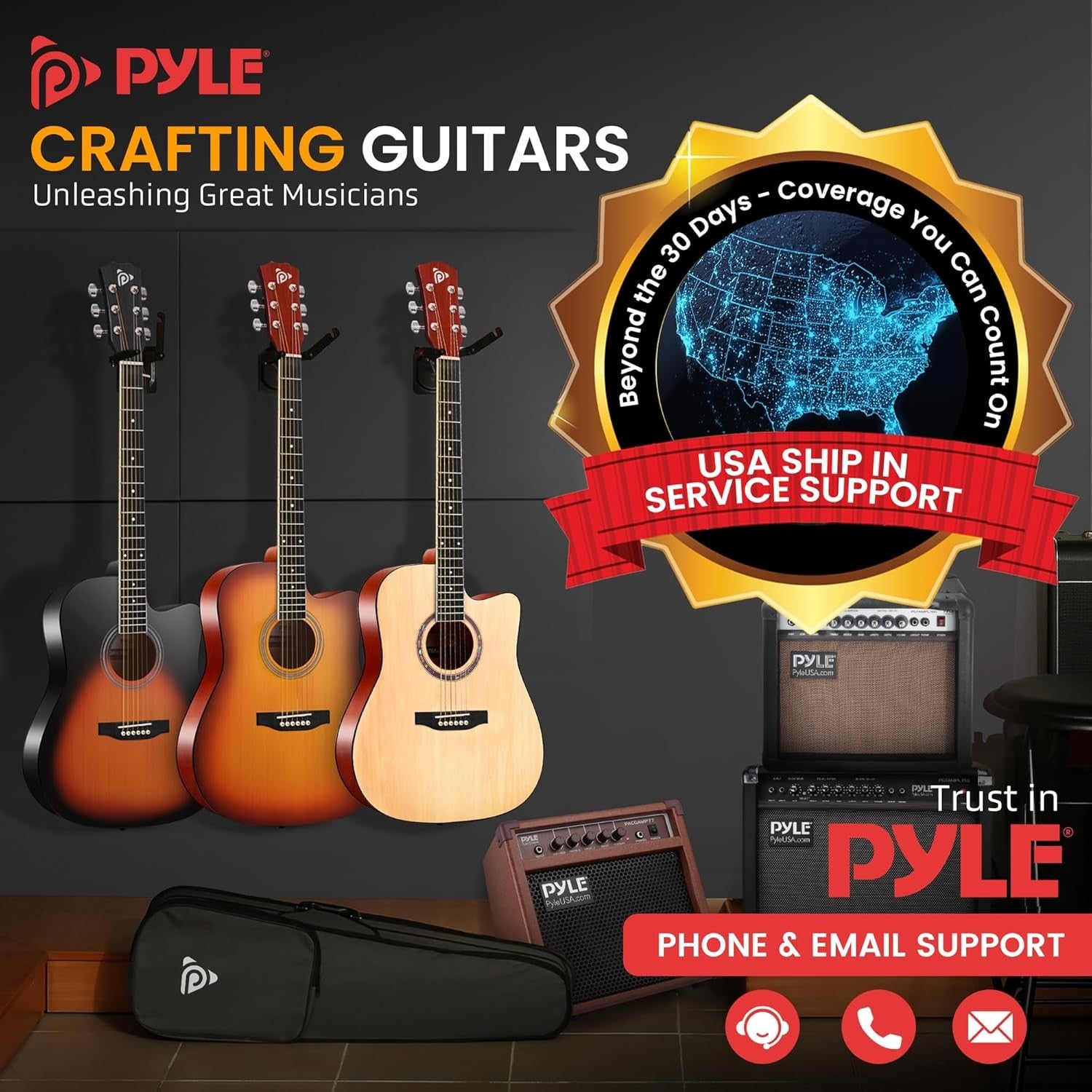 Full Size 41in Dreadnought Acoustic Guitar Starter Kit Natural