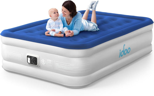 Double Inflatable Air Mattress with Built-In Pump, Quick Inflate & Portable Bed