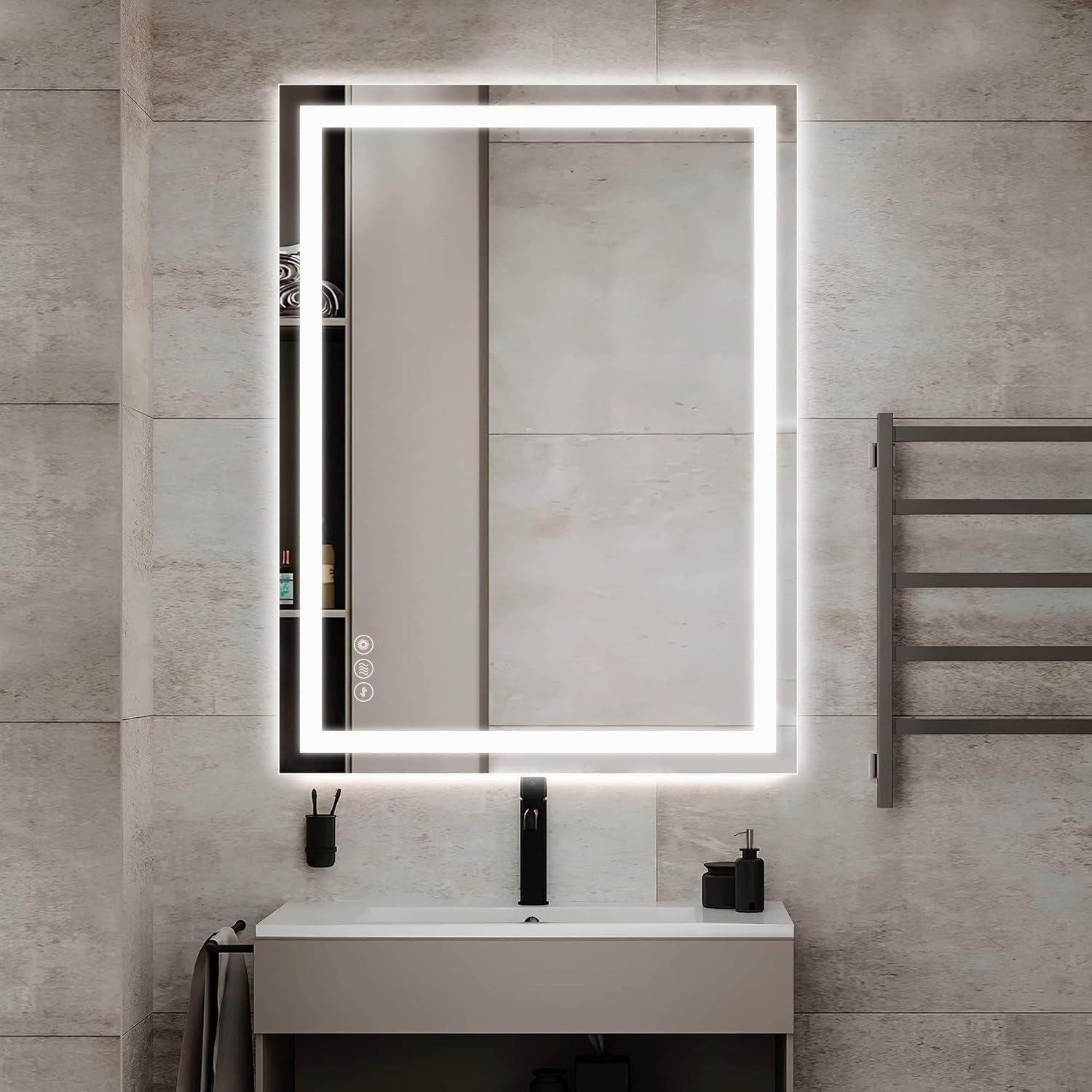 LED Bathroom Mirror 50x70cm Wall Mount Dimmable Light Demister IP44