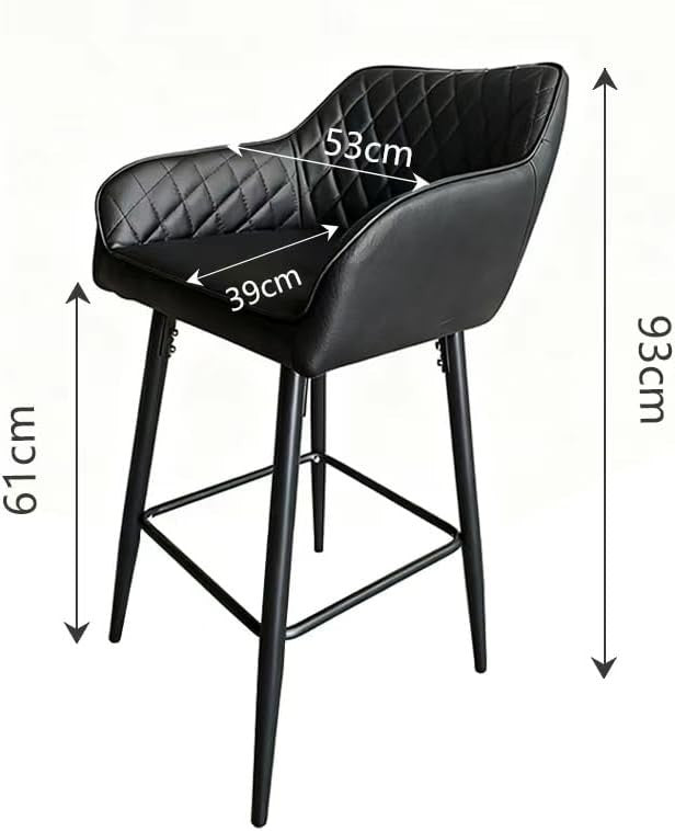PU Leather Bar Stools with Armrest & Footrest – Black L-Shape