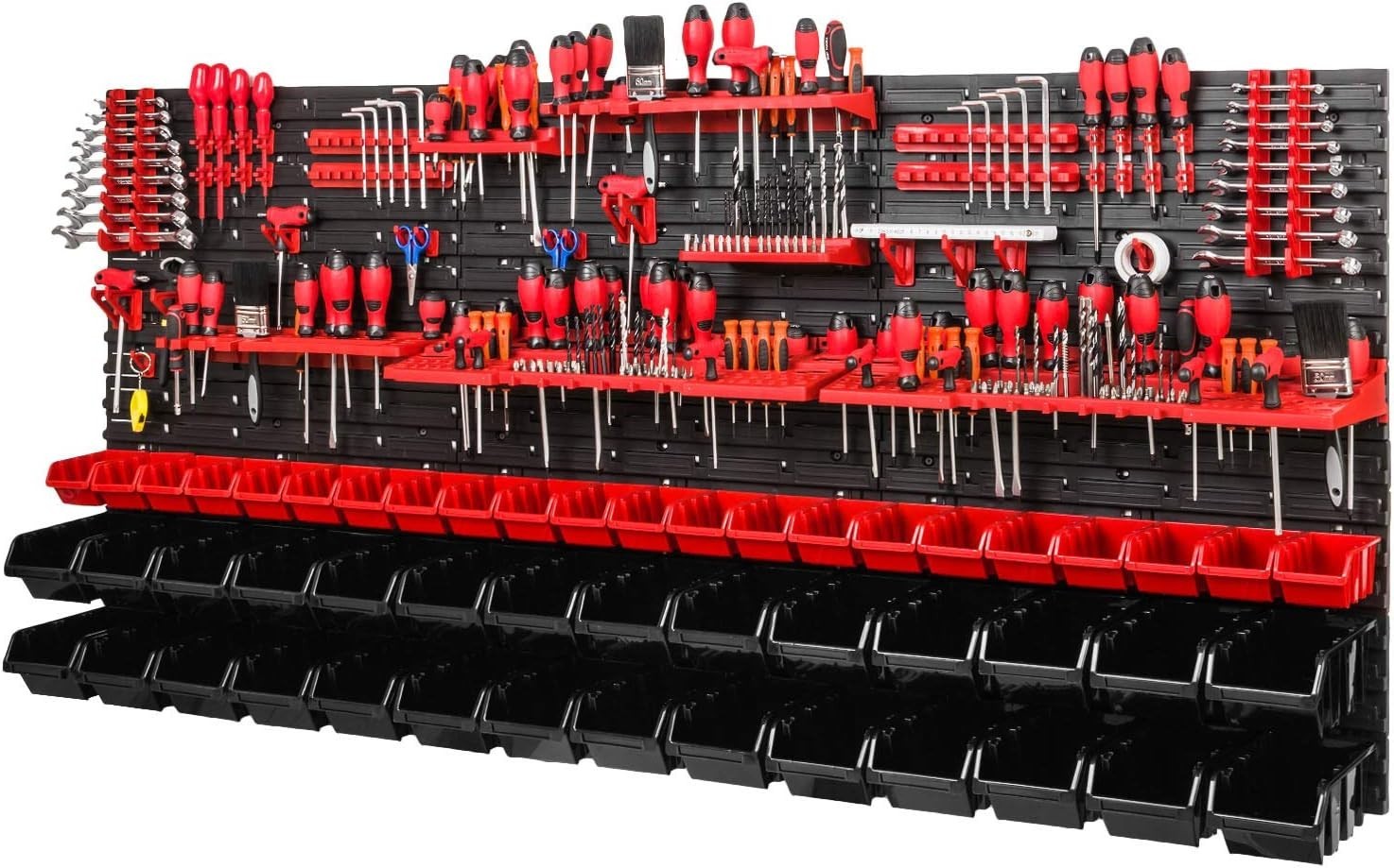Heavy Duty Tool Wall Storage Board Kit With Bins Hooks Modular System