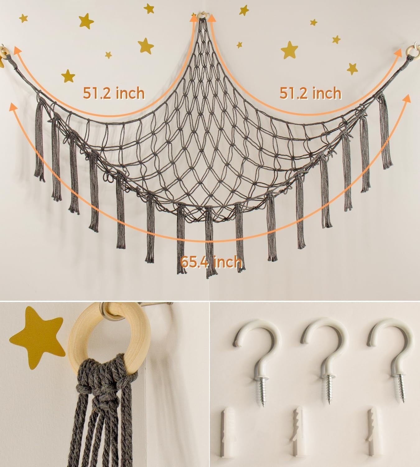 Toy Hammock for Stuffed Animals – Cotton Storage Net for Kids Room Decor