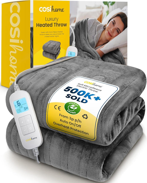Electric Heated Throw Blanket Extra Large 10 Heat Settings Timer Washable