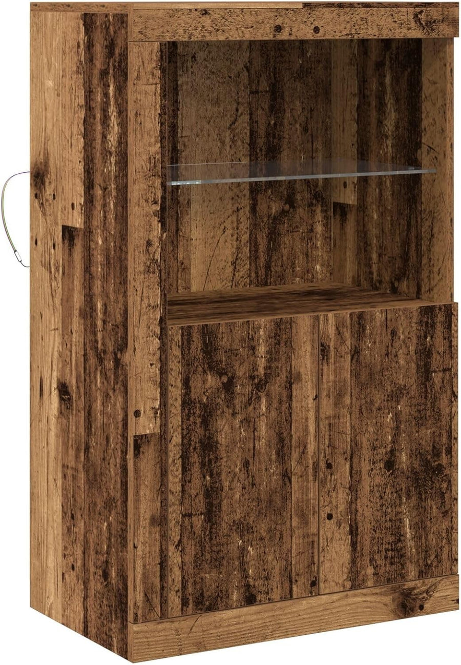 Rustic Reclaimed Wood Storage Cabinet with 2 Doors & Shelves, Easy Assemble