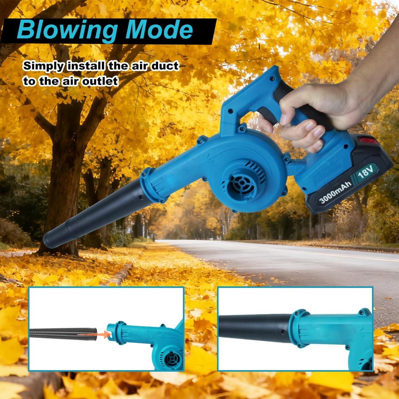 Cordless Leaf Blower Vacuum 18V Dual Battery Lightweight Mini Cleaner