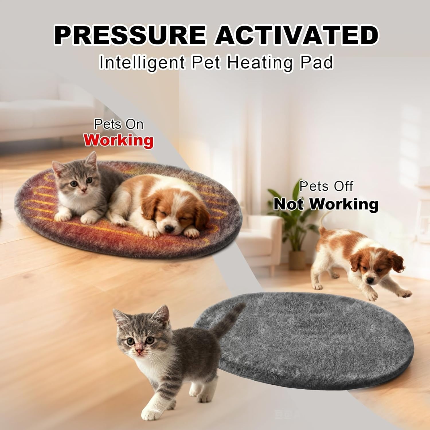 Pressure Activated Pet Heating Pad Electric Heated Mat Adjustable Temp