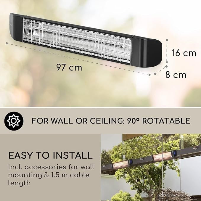 2400W Outdoor Infrared Patio Heater IP65 Smart WiFi Timer LED Display Wall Mount