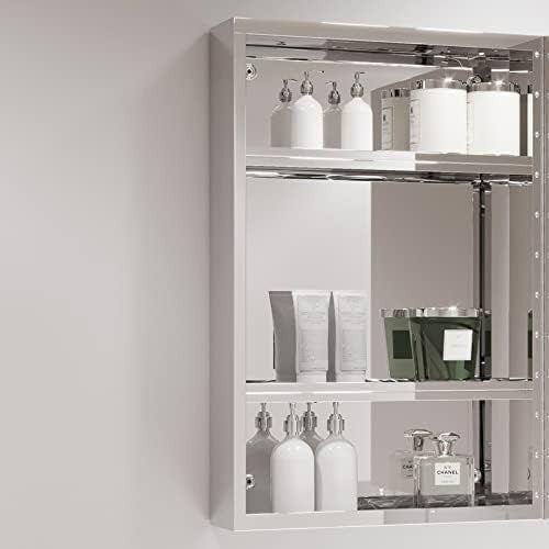 Wall Mounted Bathroom Mirror Cabinet with Storage & Stainless Steel