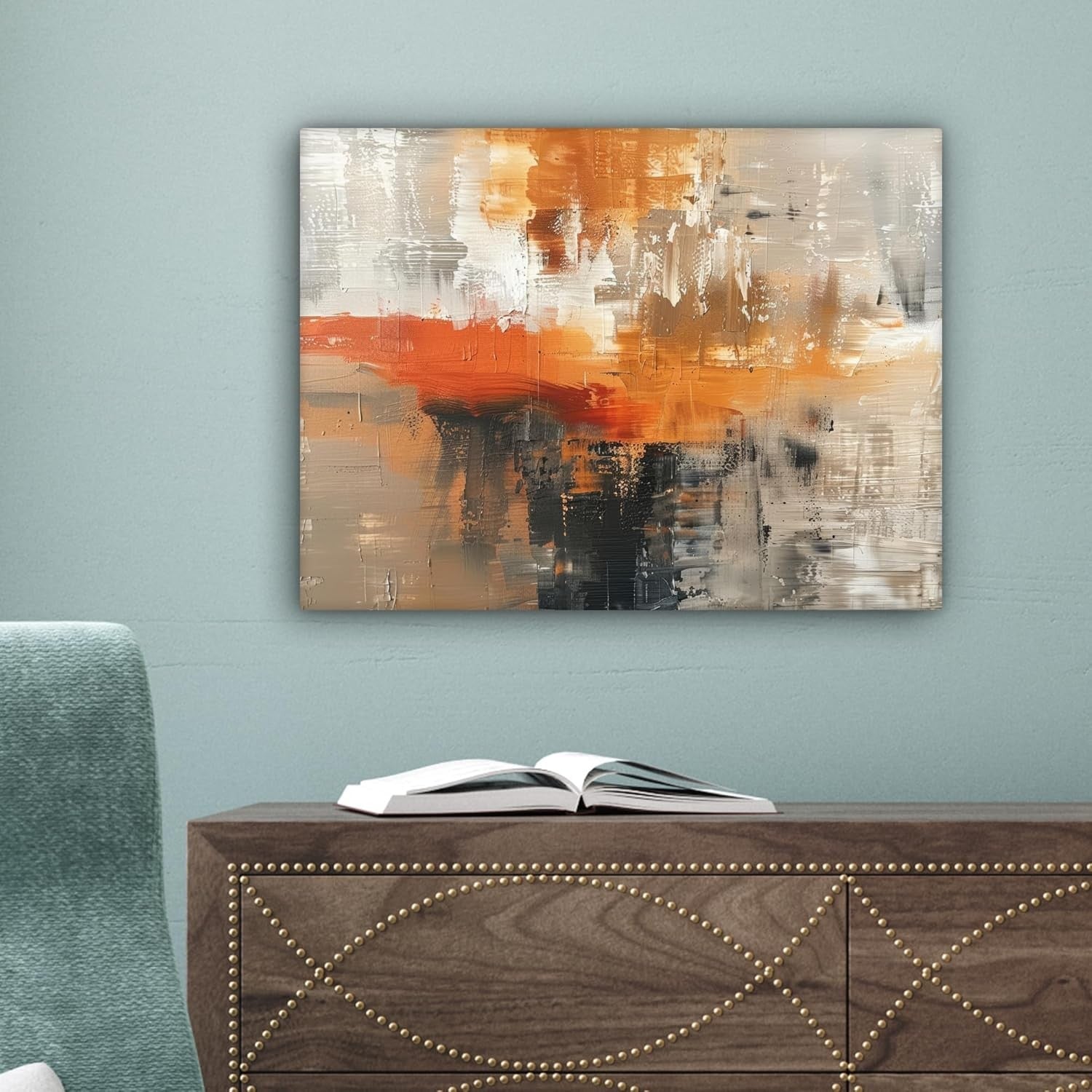 Gold Grey Abstract Canvas Wall Art 40x30cm Modern Framed Print