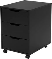 Black Rolling Drawer Cabinet 3 Tier Under Desk Office File Storage