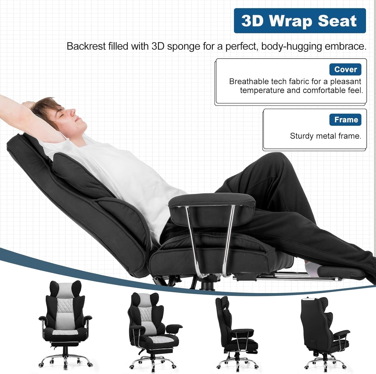 Ergonomic Gaming Chair Big & Tall Racing Seat Office Desk Recliner Footrest