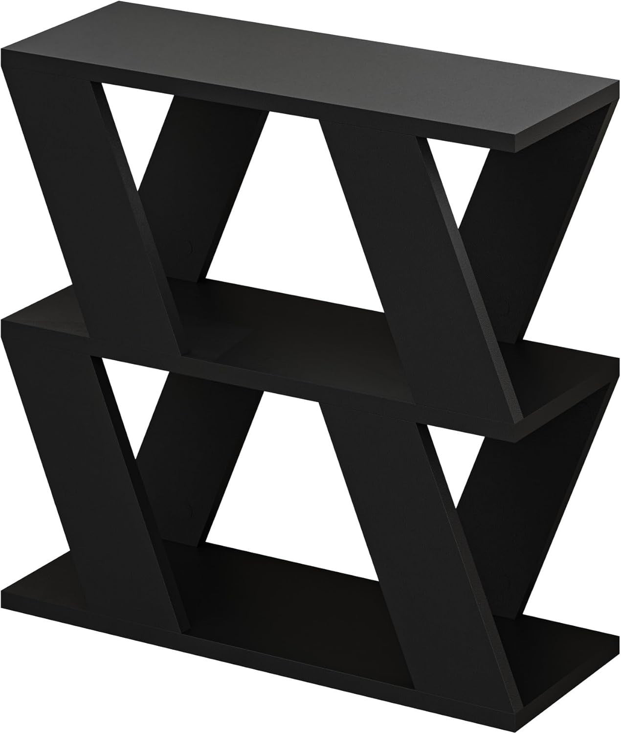 Slim 2 Tier Narrow Side Table with Storage Shelves | Modern Black End Table