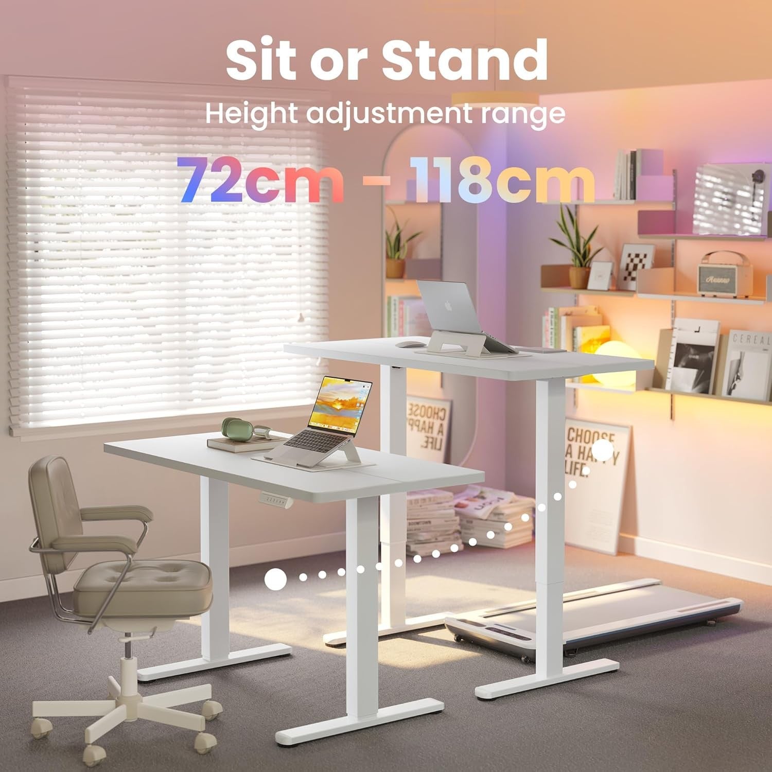 Electric Standing Desk Height Adjustable Sit Stand Office Table 80x48cm