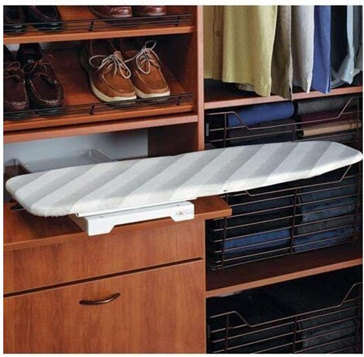 Built In Hiding Ironing Board Closet Drawer Slide Out Fold Away White