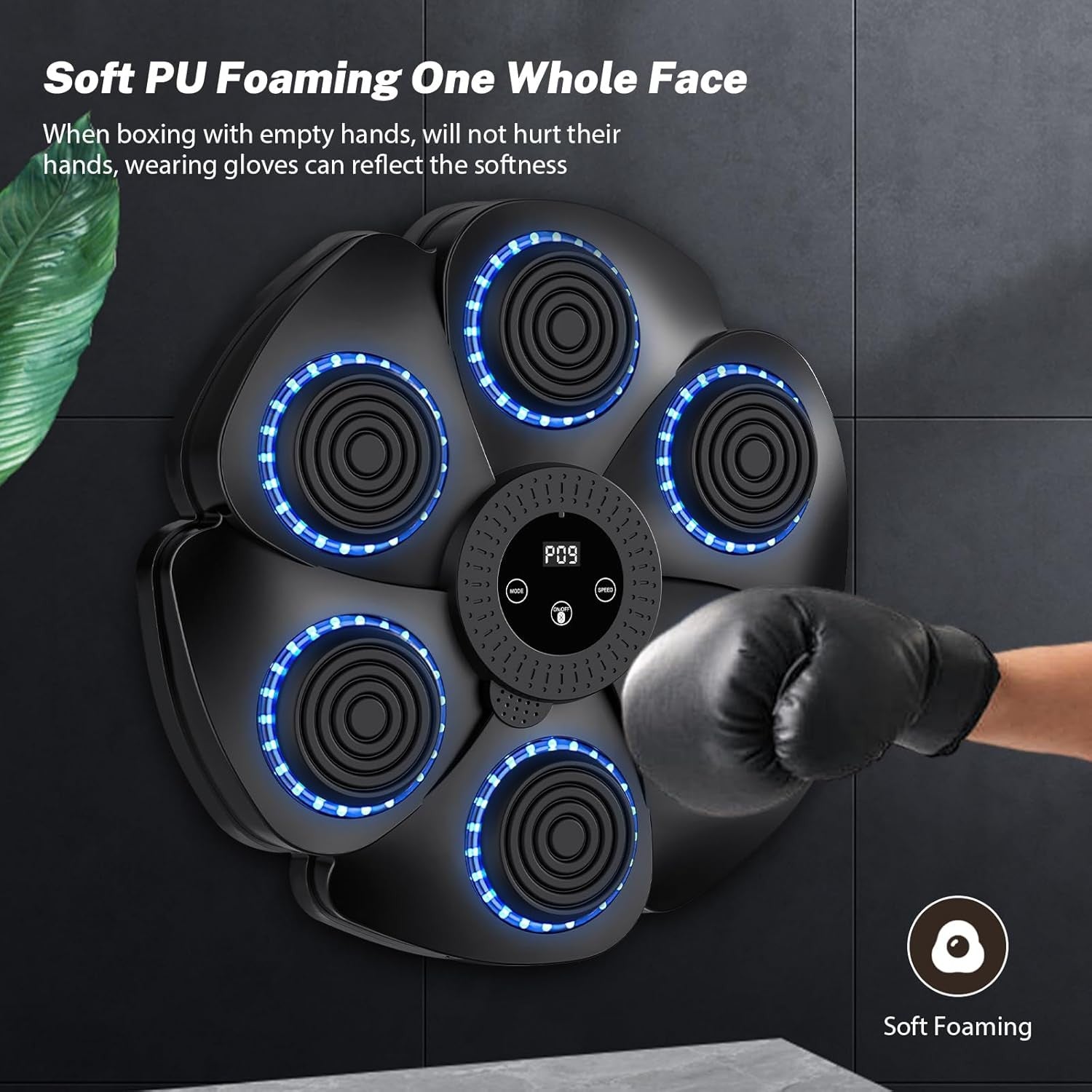 Music Boxing Machine LED Punch Pad Bluetooth Mounted Home