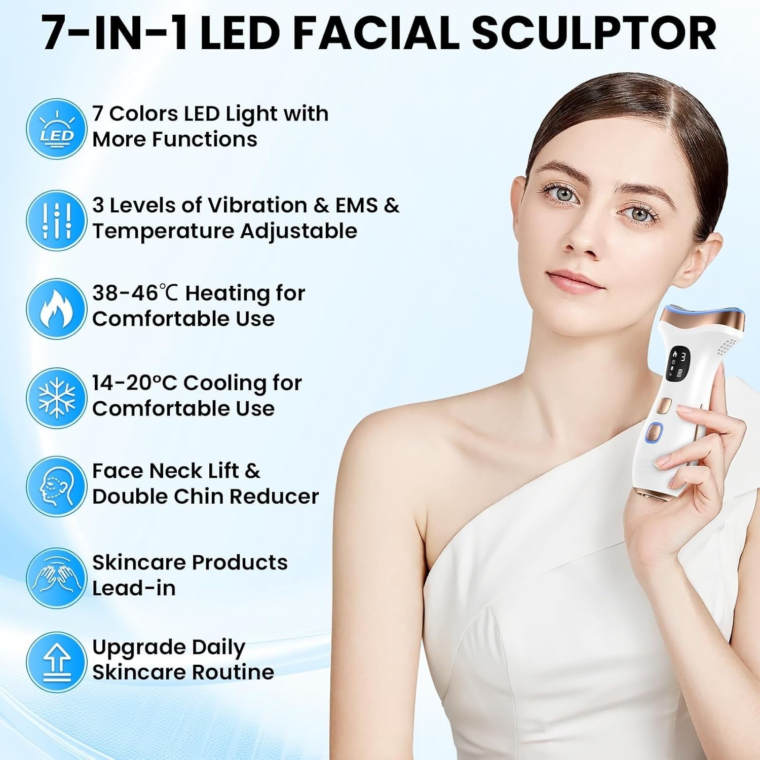 Hot Cold EMS Face Massager LED Skin Lifting Anti Wrinkle Tool