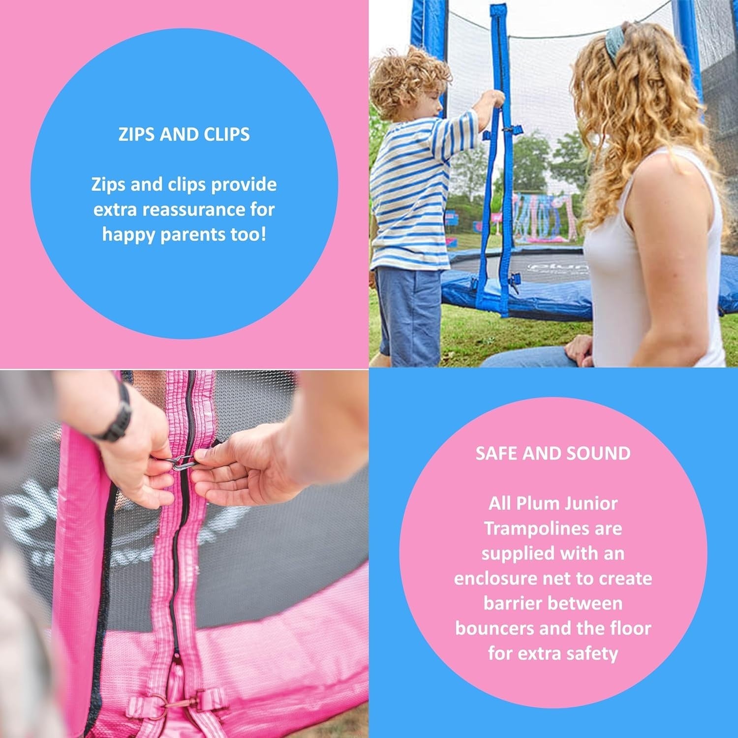 Low Height 4FT Kids Trampoline with Enclosure Net Safe Indoor Outdoor