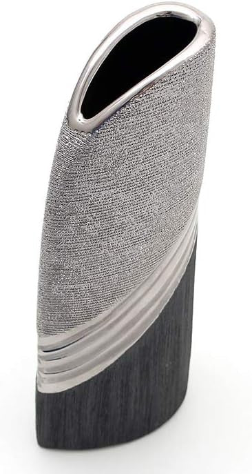 Modern Ceramic Vase 25cm Silver Grey Tall Decorative Home Centrepiece