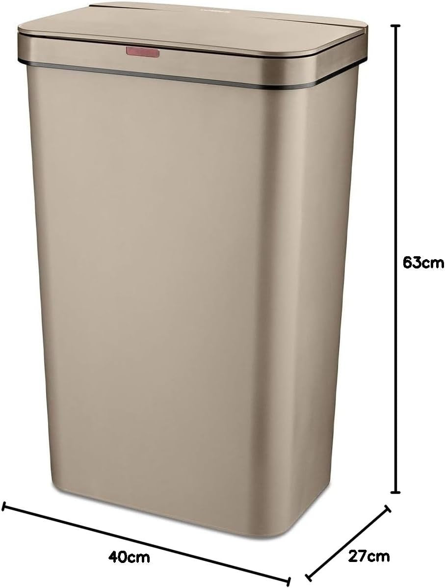 50L Automatic Sensor Kitchen Bin Rectangular Touchless Latte