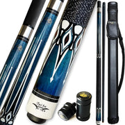 58in Pool Cue 19oz Maple Wood 13mm Tip 2pc with Case Linen Grip