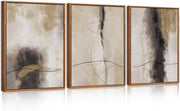 3 Panel Abstract Framed Canvas Wall Art 30x40cm Brown Black