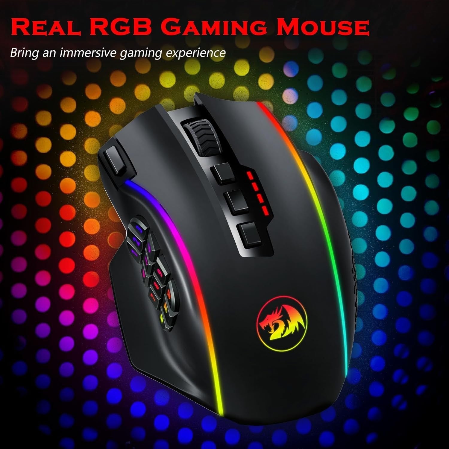Wireless MMO Gaming Mouse 16000 DPI 16 Buttons RGB Rechargeable