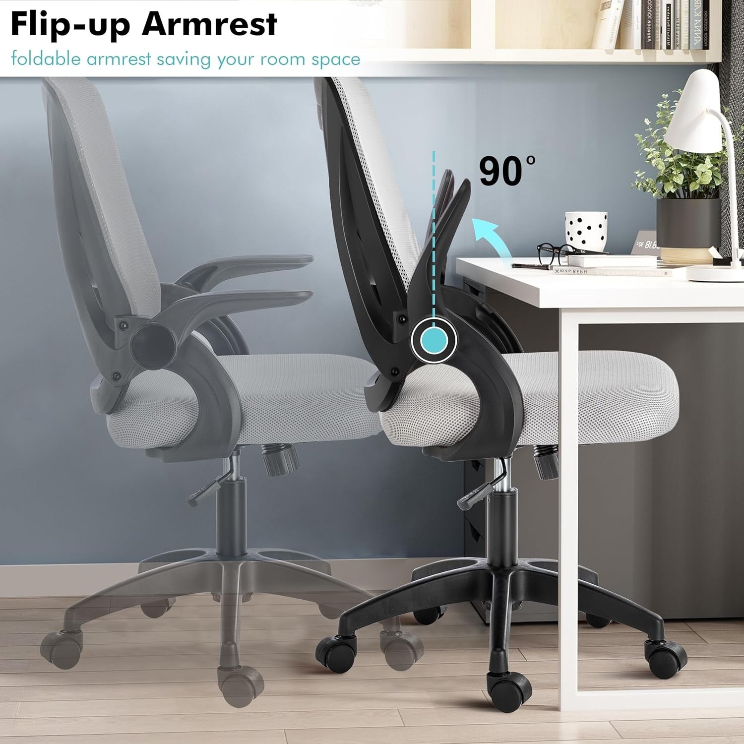 Ergonomic Mesh Office Chair Swivel w/ Lumbar Support Flip Arms