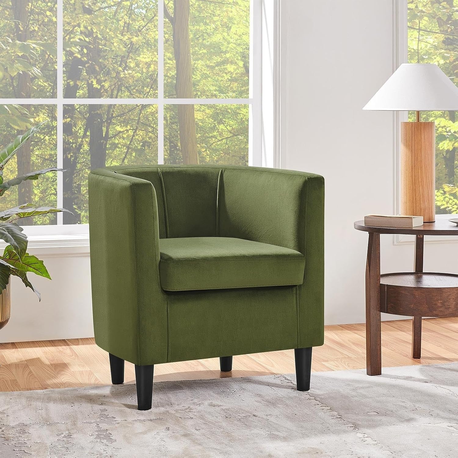 Velvet Tub Chair Armchair Green Lounge Barrel Seat Sofa Modern Upholstered