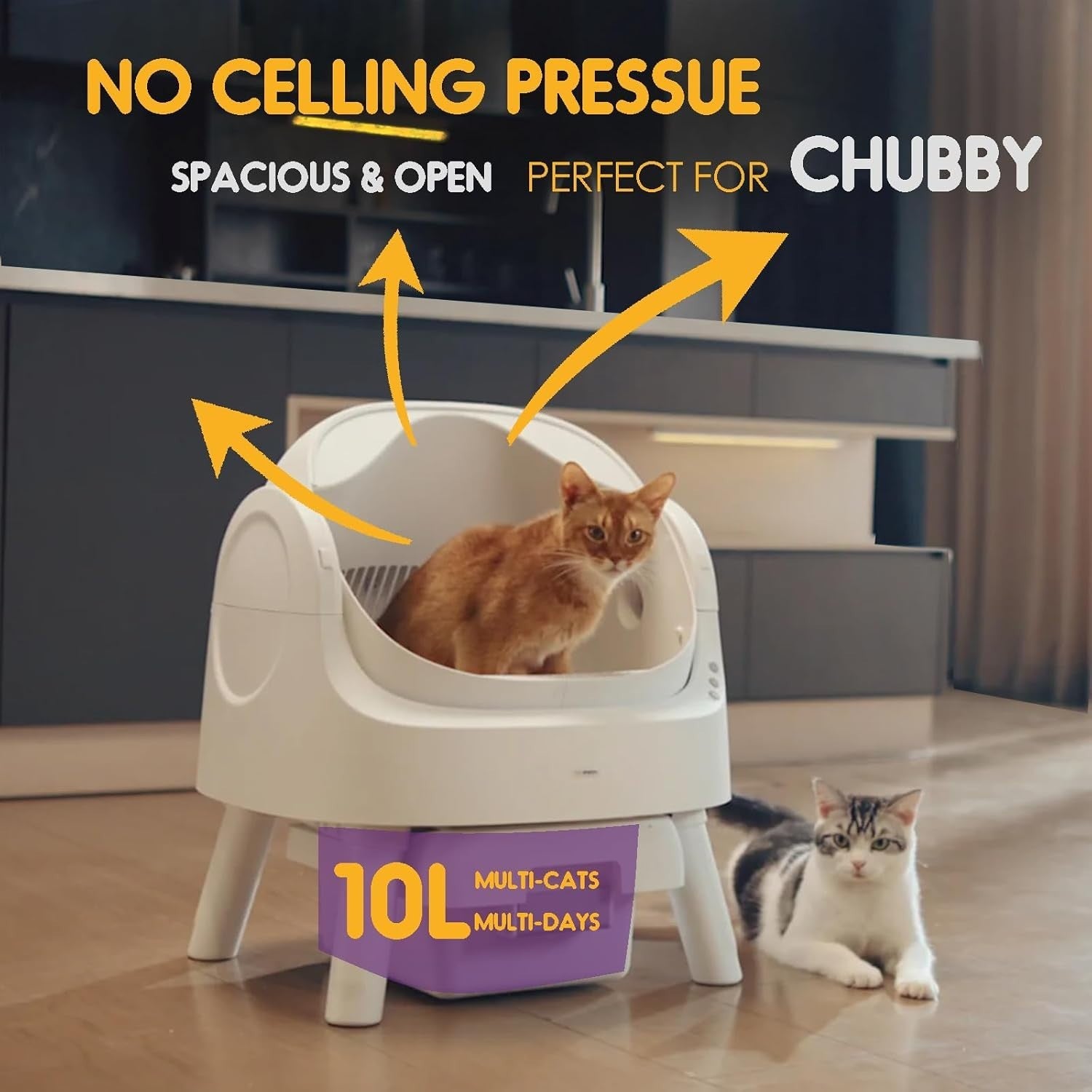 Self Cleaning Cat Litter Box Large Automatic Open Top Quiet Multi Cat