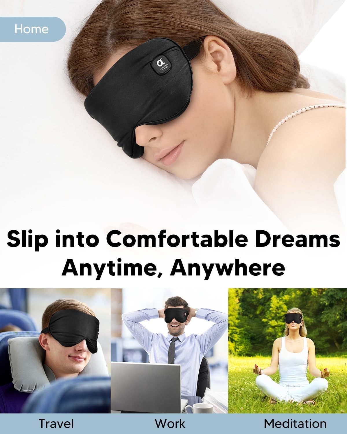Cordless Heated Eye Mask Dry Eye Relief Blackout Sleep Aid