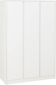 3 Door White Wardrobe Lockable Clothes Storage Spacious Modern Design