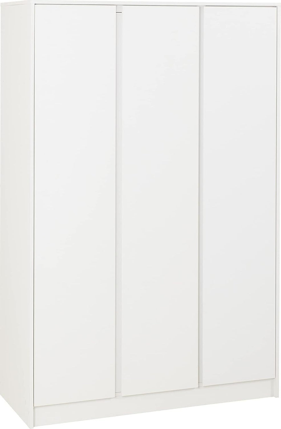 3 Door White Wardrobe Lockable Clothes Storage Spacious Modern Design