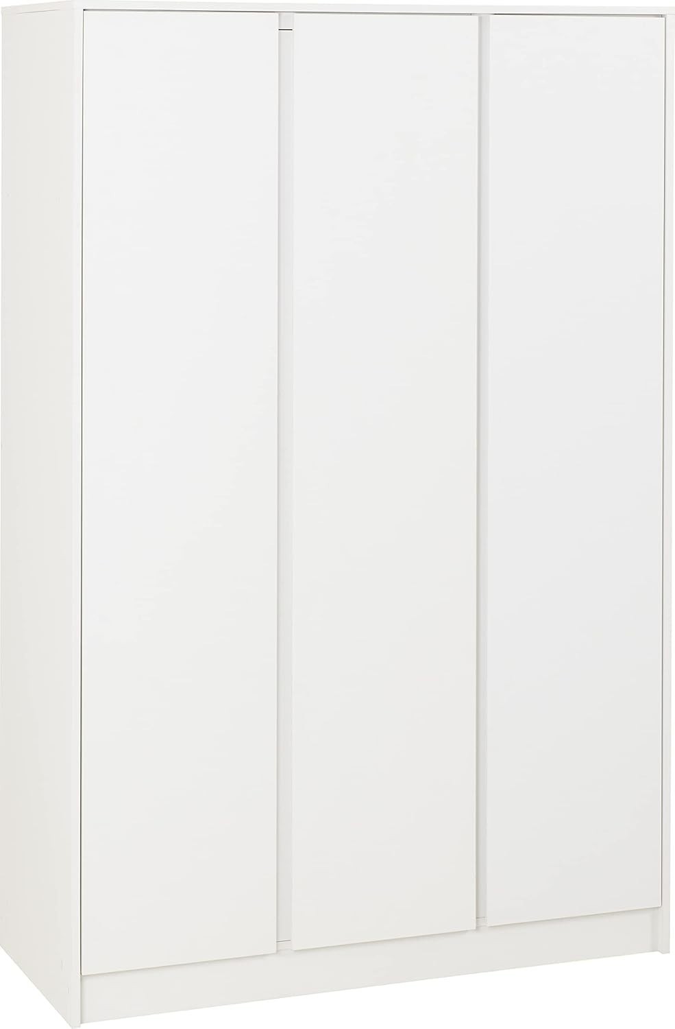 3 Door White Wardrobe Lockable Clothes Storage Spacious Modern Design