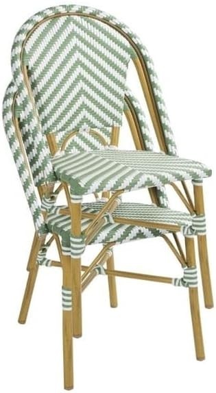 Parisian Rattan Bistro Chairs Set of 2 Stackable Indoor Outdoor