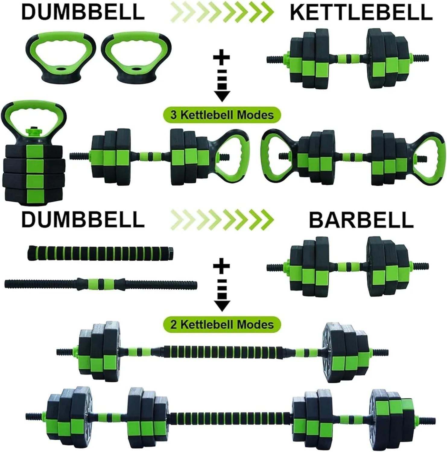 6-in-1 Adjustable Dumbbell Set Octagonal Home Gym Barbell Kettlebell
