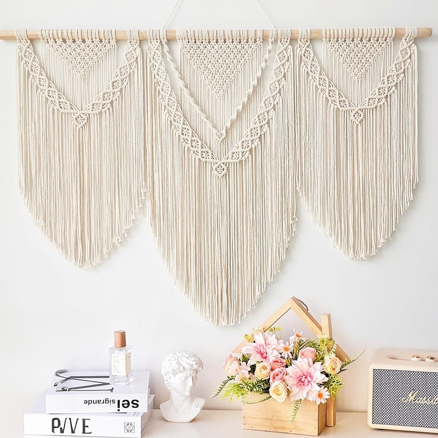Large Boho Macrame Wall Tapestry 110x82cm Bedroom Decor