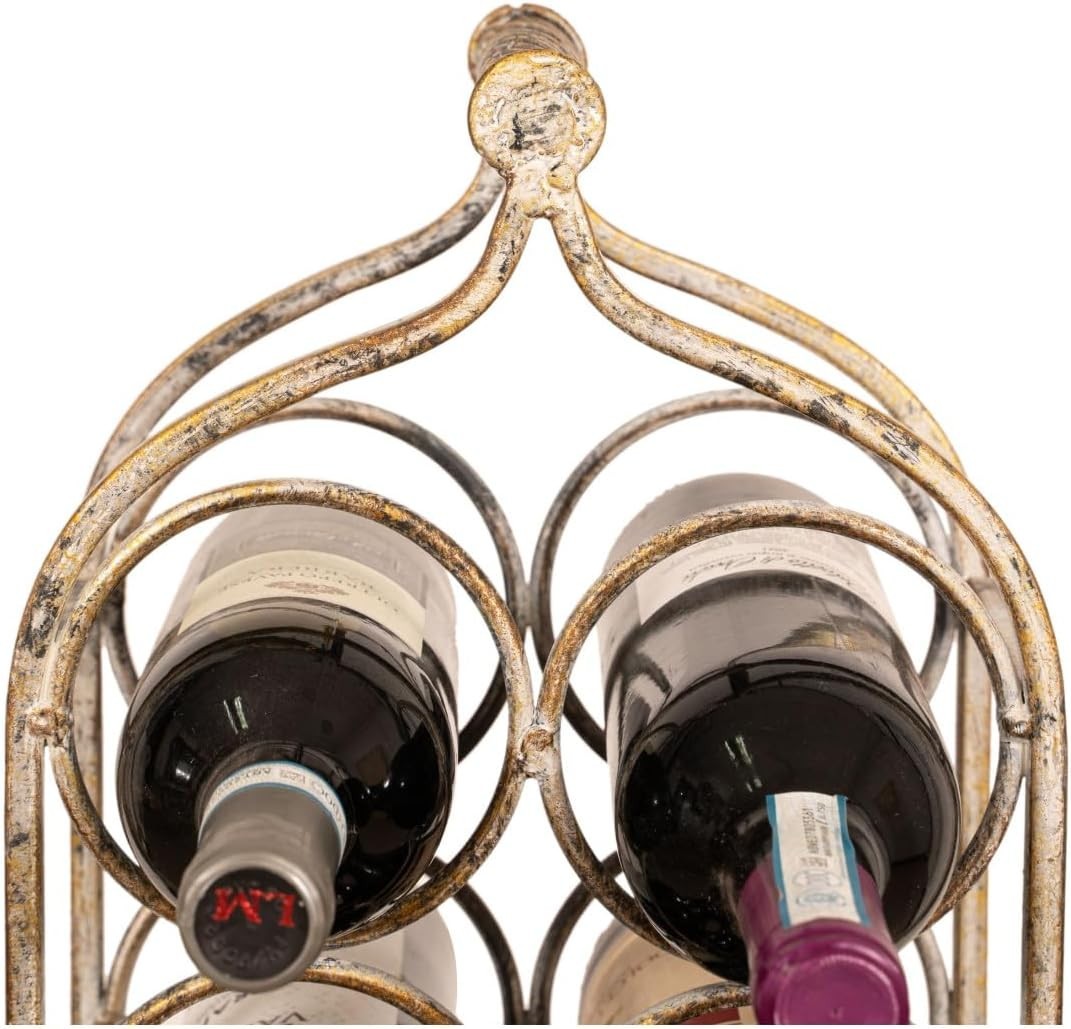 16 Bottle Floor Wine Rack Metal Freestanding Tall Storage Holder Antique White