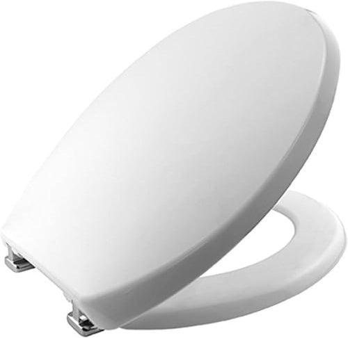 Toilet Seat White Thermoplastic Non-Slip Chrome Hinges 145–165mm