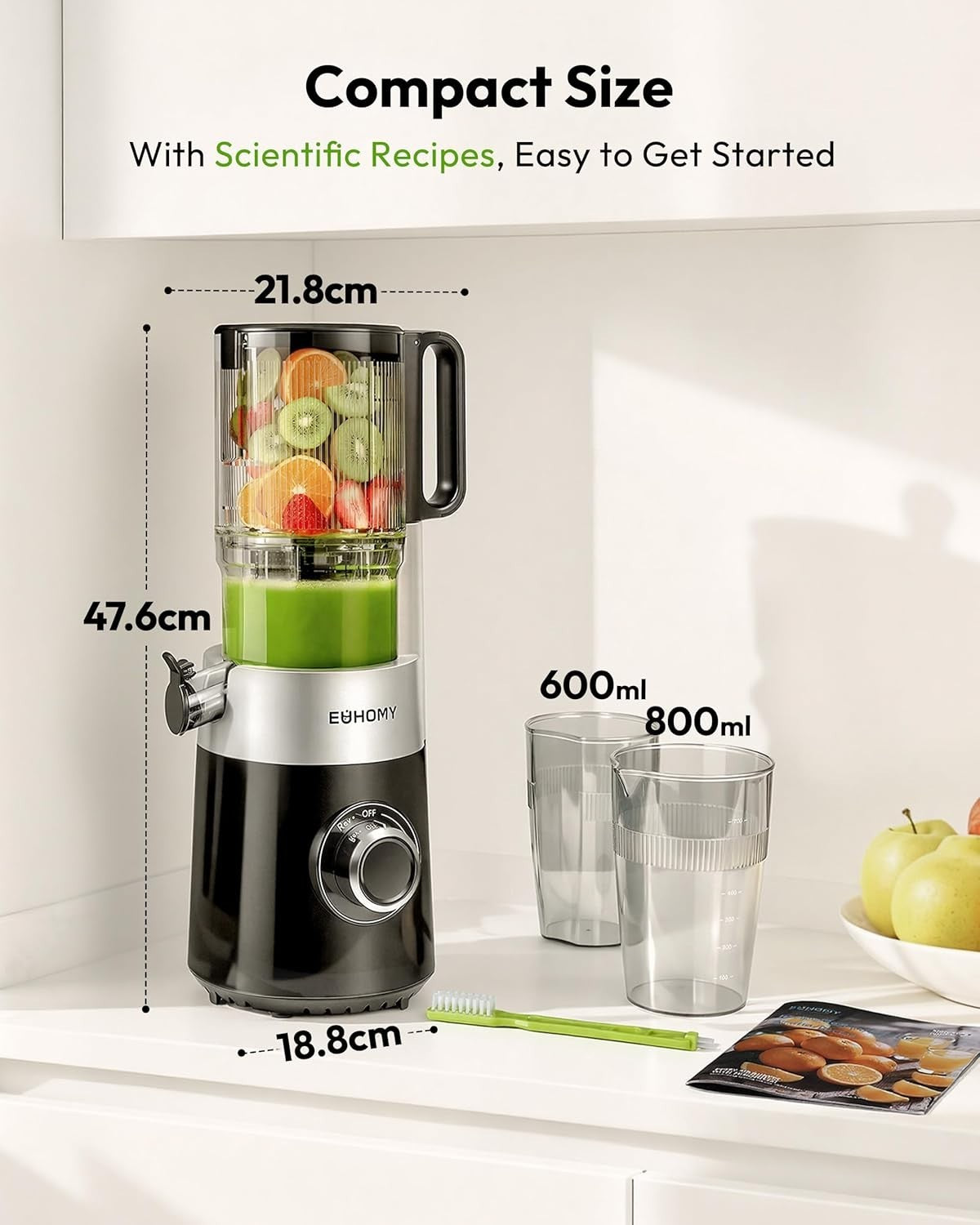 Cold Press Juicer 135mm Wide Feed Opening 1.8L Slow Masticating