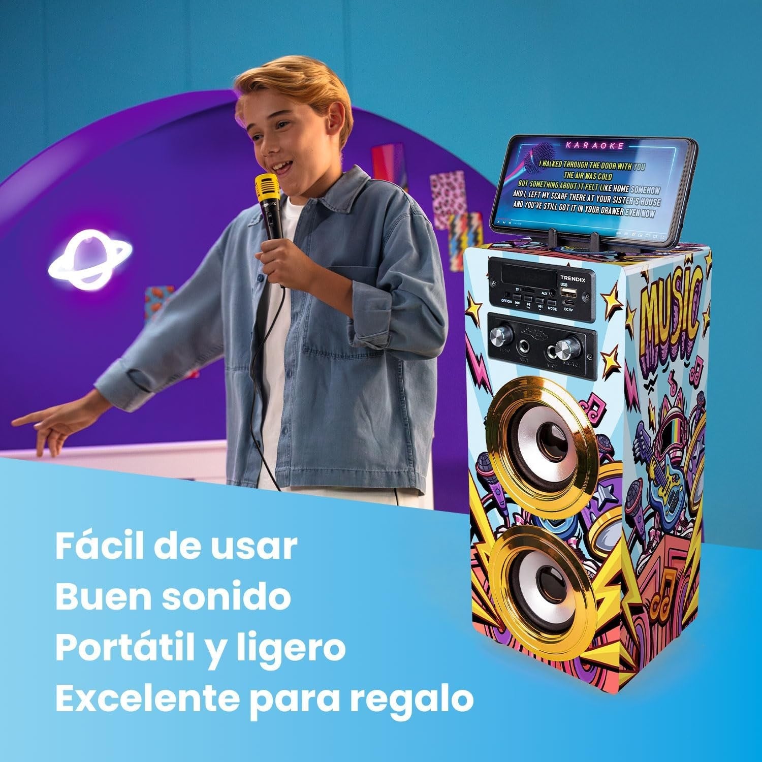 Gold Star Kids Karaoke Machine Bluetooth FM USB Micro SD