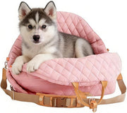 Dog Travel Carrier Booster Seat Waterproof Pet Bed w Mesh Vent Pink