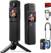 4K Pocket Action Camera Dual Screen Waterproof Vlog Camera 64GB