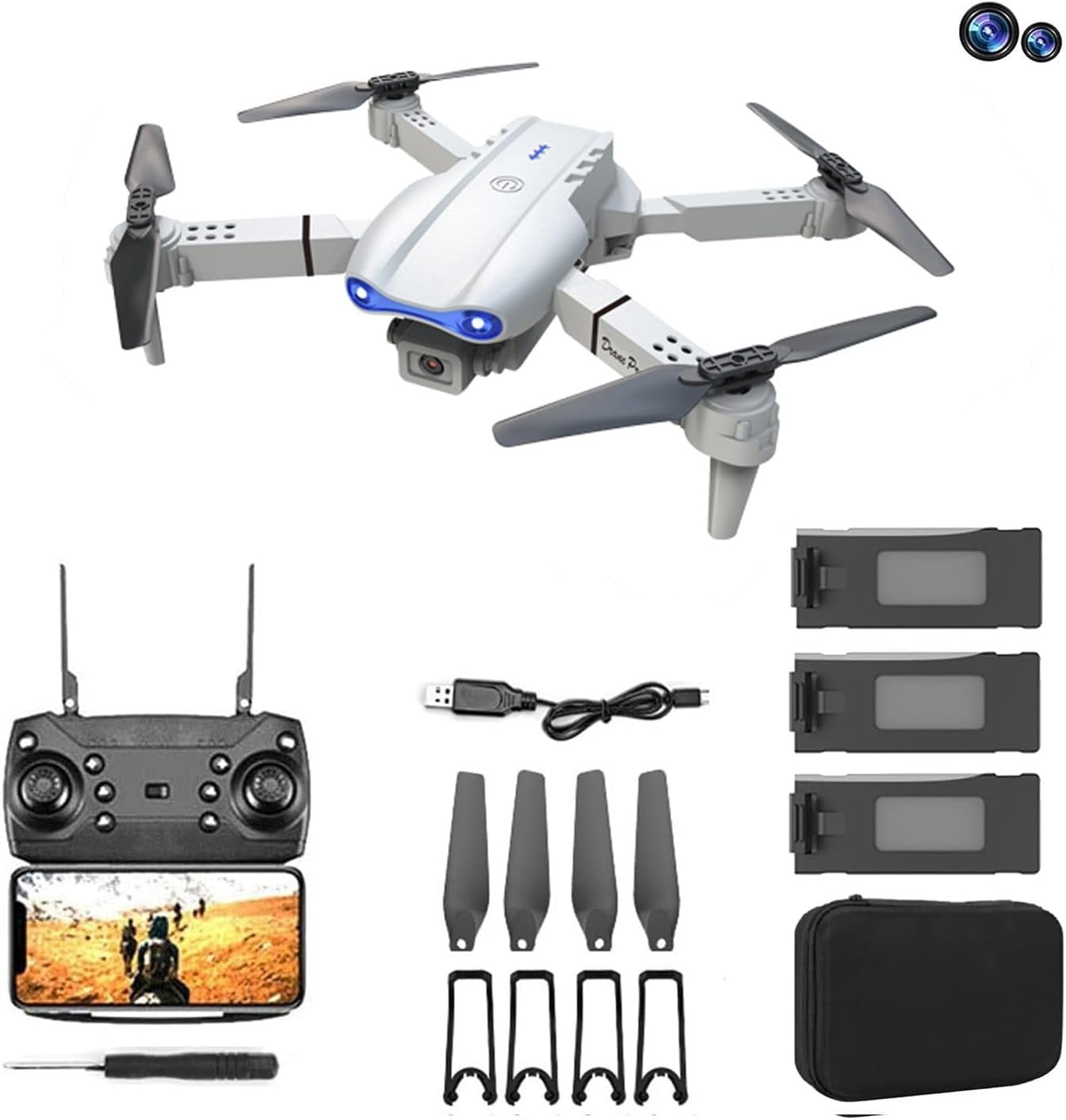 GPS Drone E99 Pro Dual Camera Foldable RC Quadcopter Live Video