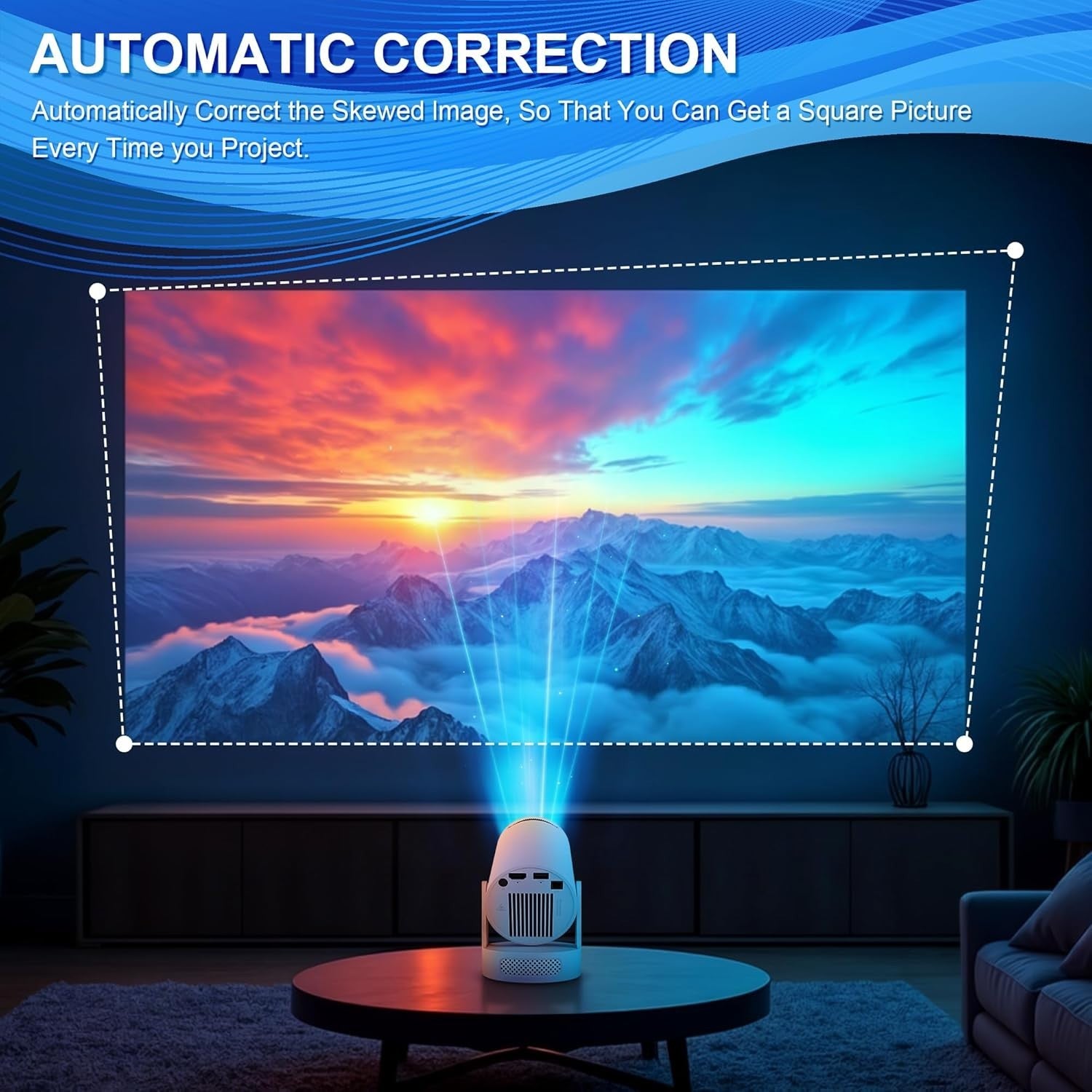 Smart Mini Projector WiFi 6 Bluetooth 1080P 4K Support Auto Focus 180°