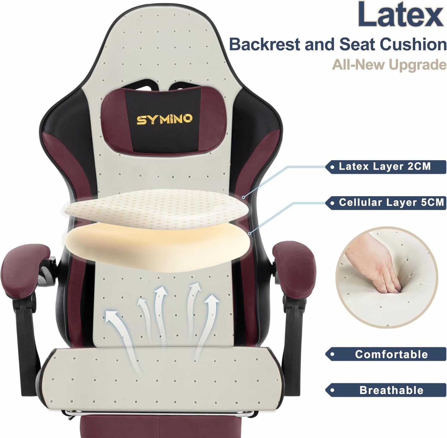 Ergonomic Gaming Chair Recliner w/ Footrest Lumbar PU Leather Red